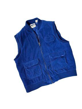Vintage Blue Corduroy Vest St Johns Bay 1980s Made In Korea Large Outerwear READ